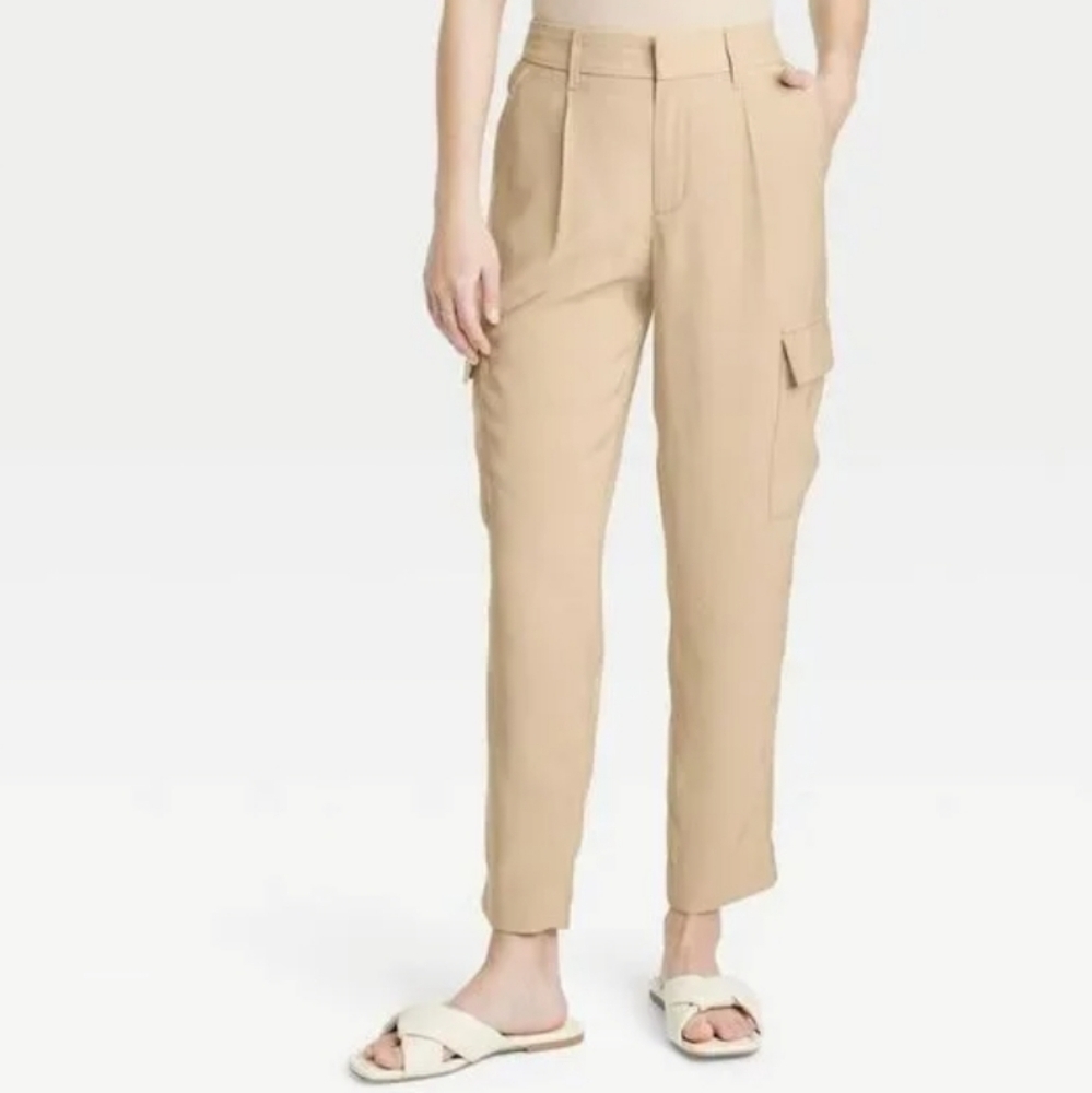 Women's Tapered Ankle Cargo Pants - A New Day Khaki